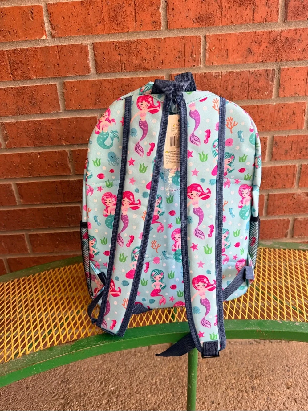 NWT Girls Baby Blue and Pink Mermaid Print School Backpack, under the sea bag